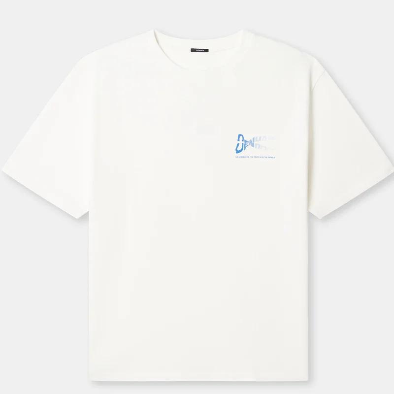 2024 Nowe Lato Nowy Nadruk DENHAM 100% Bawełna T-shirt Męski Klasyczna Moda Bawełniany Oversize Top Lato Harajuku O-Neck T-shirt