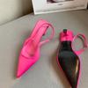 Summer New Brand Women 6 .5cm High Heels Slingback Sandals Mules Green Blue Stiletto Heels Lady Rose Red Party Pumps Shoes