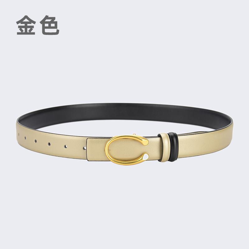 Four Seasons Available New Simplified Version Double Sided Buckle Belt Alloy Women'S Belt Fashion Versatile Leather Decorative Thin Belt