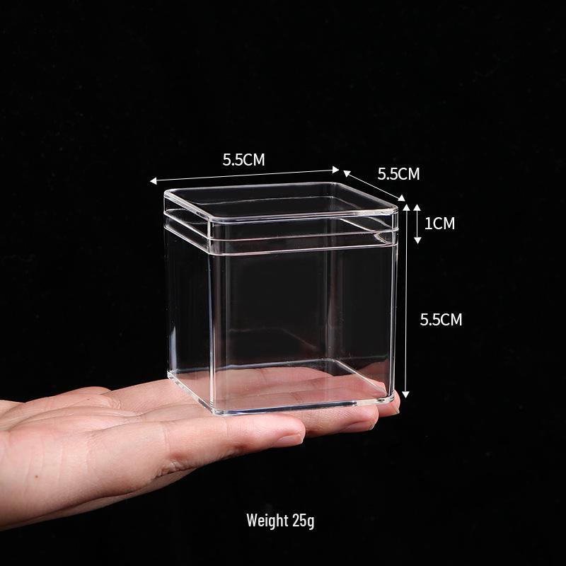 Transparent Square Acrylic Storage Box for Figures - Dustproof Food-grade Plastic, PS Wedding Candy Box with Lid