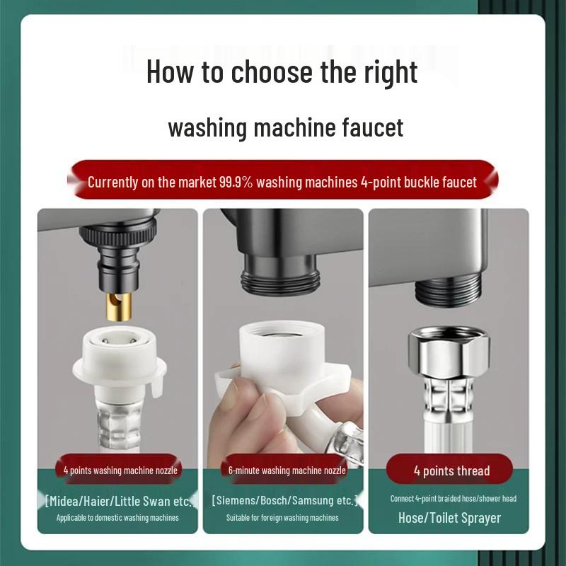 Brass Dual Outlet Washing Machine Faucet with Automatic Shut-off Valve