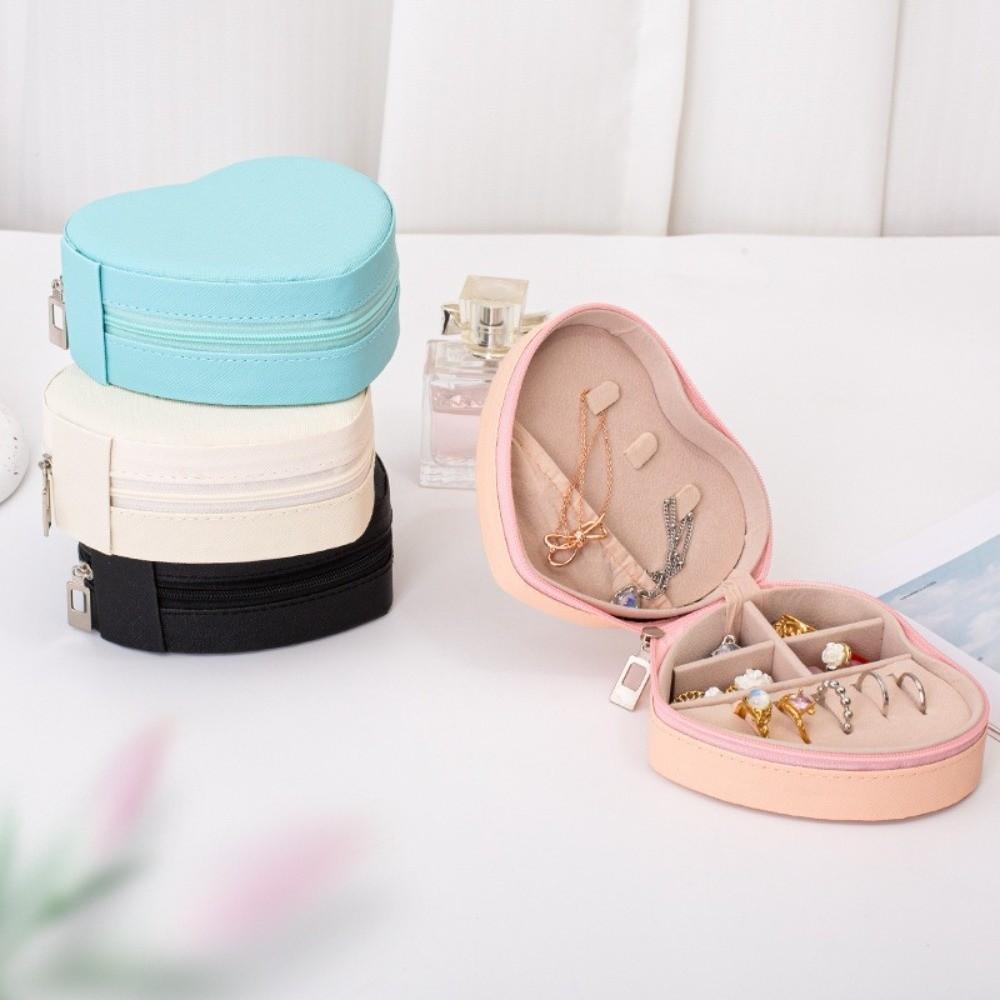 Solid Color Jewelry Box Heart-Shaped Necklace Storage Box Earrings Storage Box Jewelry Storage