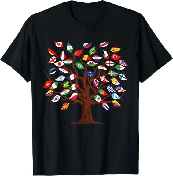 Flags of Countries of The World International Flag Tree Kid T-Shirt XL