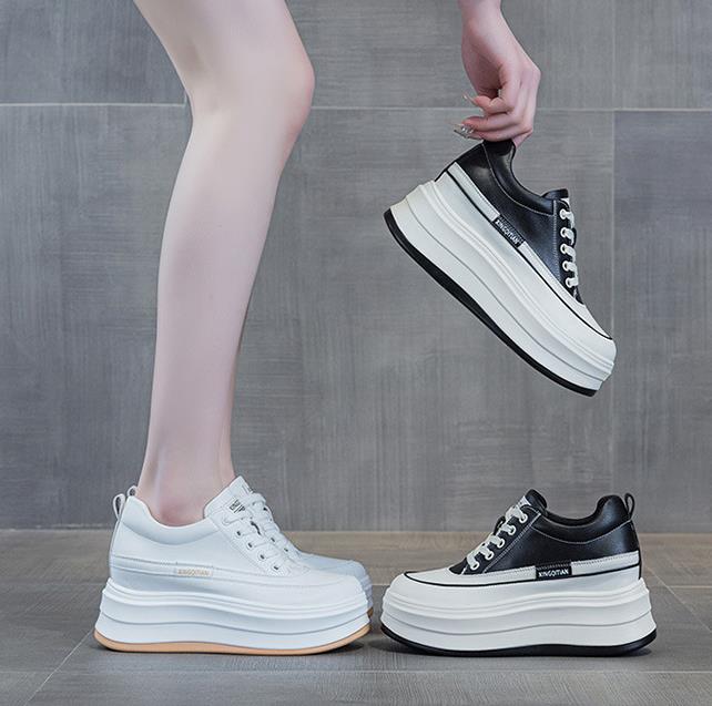 8cm Platform Sneakers for Women Chuny Sneakers Wedge Heel Comfortable Walking Shoeswhite Travel Casual Shoes Autumn