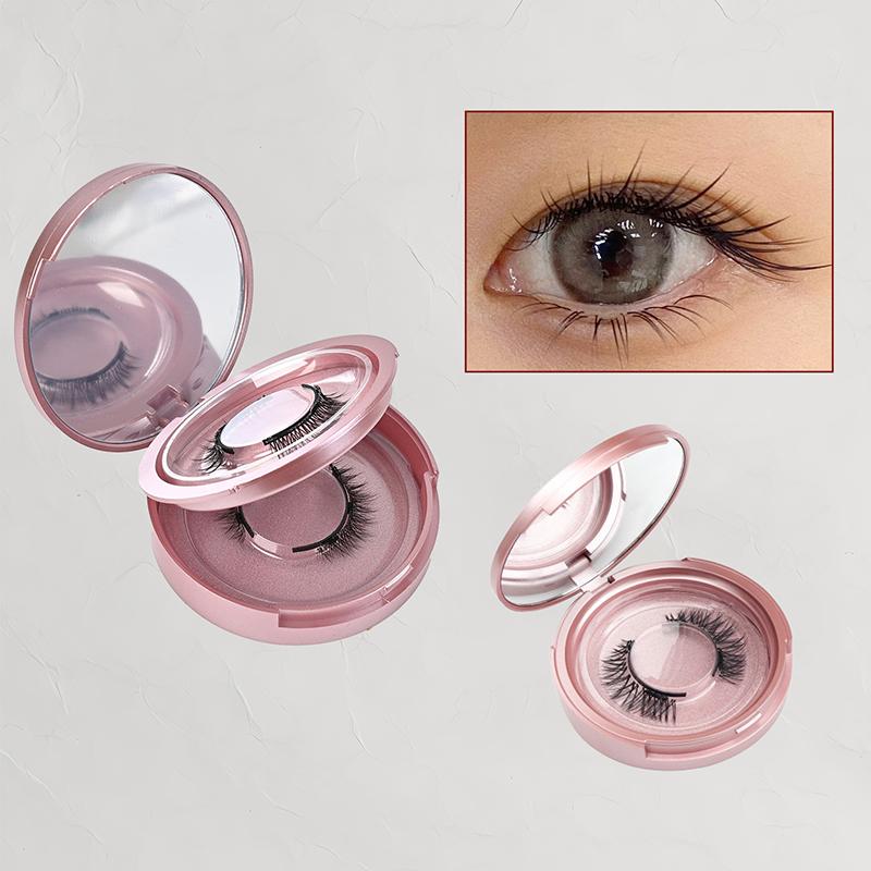 Eyelash Storage Box 2 Layers Circle Eyelash Box With Mirror Empty Travel Eyelash Storage Case Organizers
