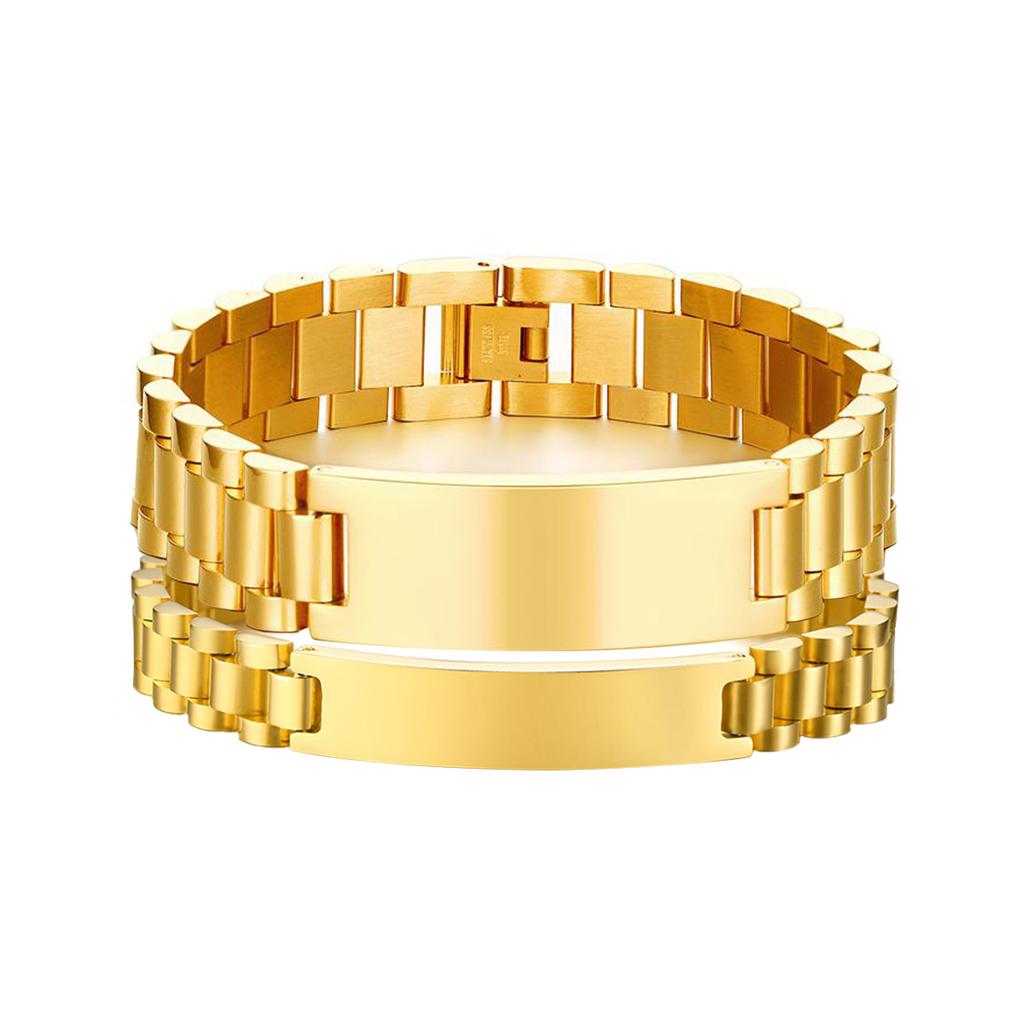 Customize Stainless Steel Watch Band  ID Tag Bracelet, Free Engraving Personalized Jewelry,Women Men Anniversary Couple