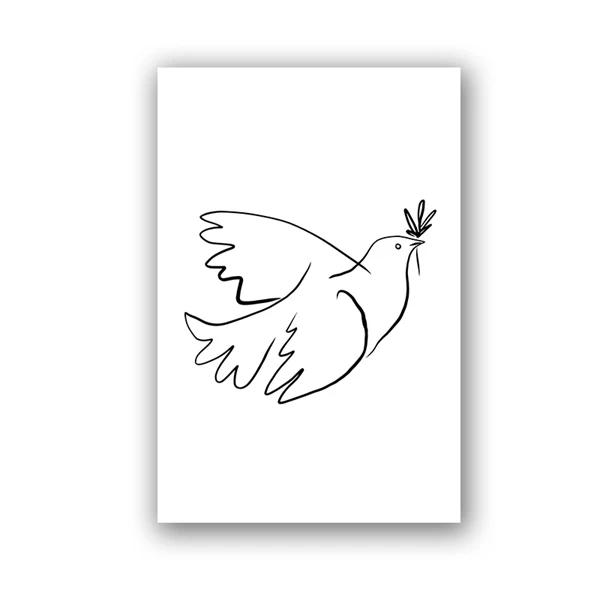 Picasso Minimalist Animal Dog and Peace Dove Canvas Painting Wall Art Pictures Posters and Prints for Living Bedroom Home Decor