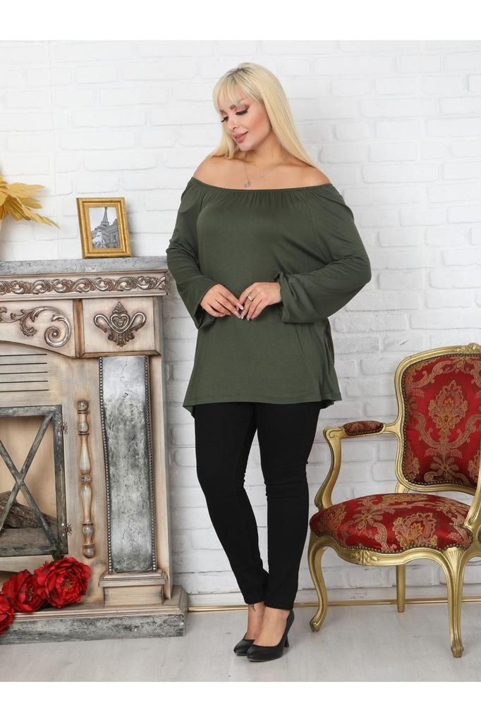 Damen Stil Übergröße Tunika Große Größe Kragen Ballonärmel Dehnbare Viskose Bluse