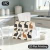 1pc Tissue Box, Flat Style Rabbits Gentle Mood Pattern, 2D Flat Printing, Lightweight, Folds Flat, Napkin Box, for Nightstand, 2D Flat