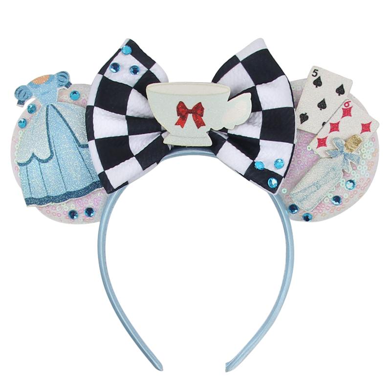 Cartoon Character Mouse Ears Headband Sequins 5" Bow Hairband For Girls Children Festival Party DIY Hair Accessories Gift