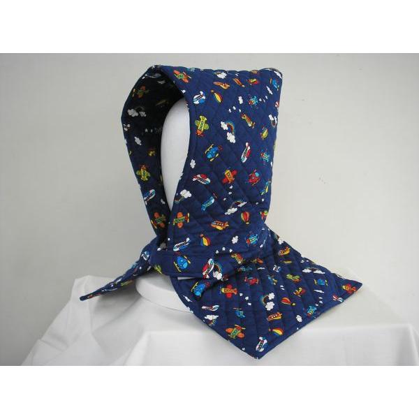 Disaster prevention hood that doubles as a cushion (for children), navy blue, flying vehicle pattern, admission, kindergarten, nursery school,