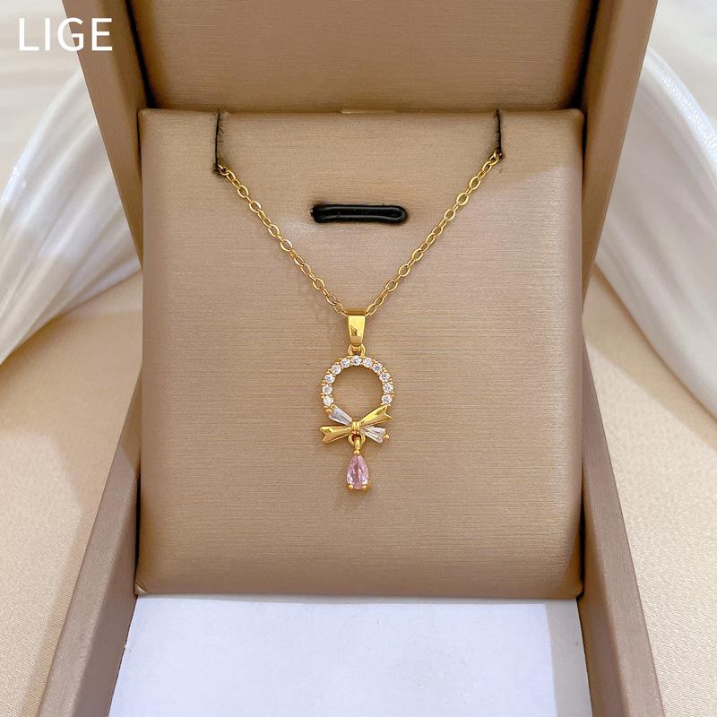 Necklace Earrings Set Light Luxury Full Diamond Ring Water Drop Personality Temperament Banquet Earrings Item Group