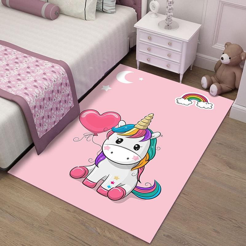 Pink Cartoon Unicorn Pattern Carpet Girl Bedroom Mat Home Decor Living Room Carpet Bathroom Kitchen Balcony Anti-slip Floor Mat