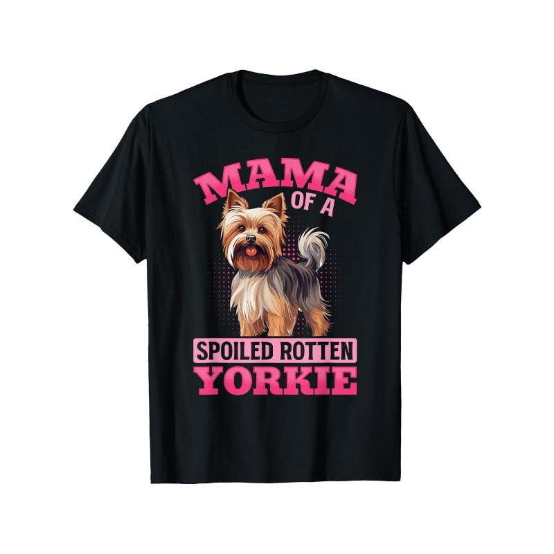 

Plus Size Women s Mama of A Spoiled Rotten Yorkie Graphic T-Shirt 4XL чорний
