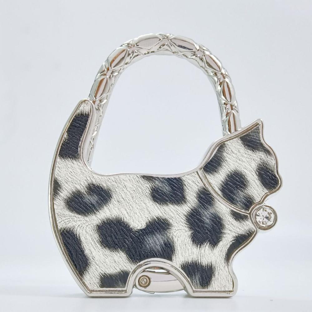 Fashion Leopard Print Cat Handbag Hook Portable Creative Table Hanger Durable Foldable Bag Hanger for Table