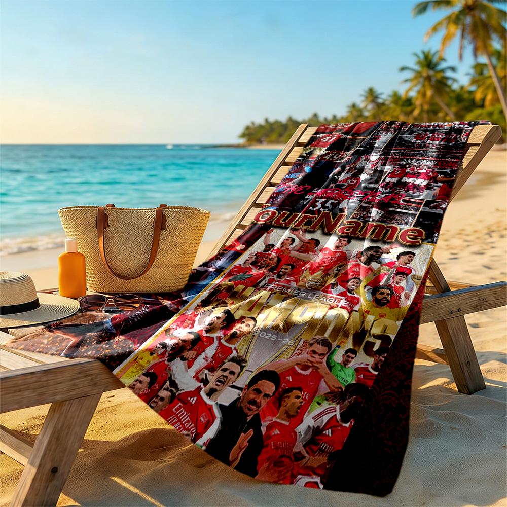 Arsenal Customize Text Beach Towel High Absorbency & Quick-Dry Portable for SwimmingBeachCamping Travel Beach AccessoriesGym
