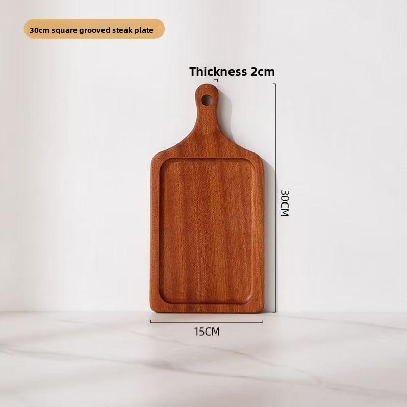 Ebony Wood Steak Tray Rectangular Sushi Board Anti Mold for Western Restaurant Pizza Shop