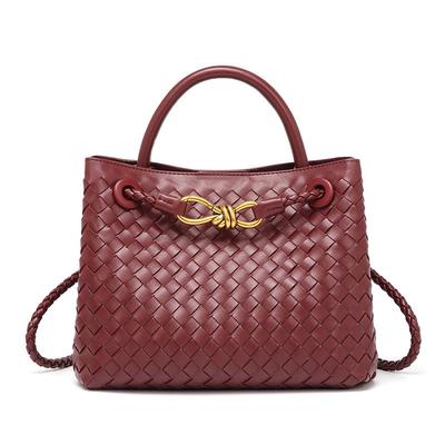 Nischendesign neue Metallseilschnalle gewebte Tragetasche Umhängetasche tragbar Messenger Retro Damenhandtasche