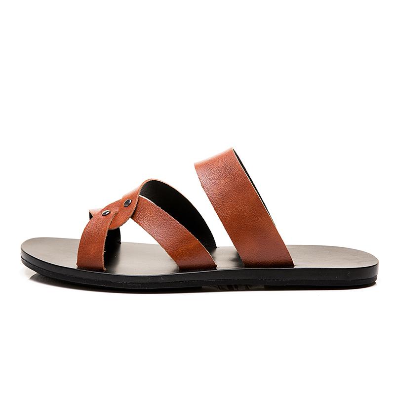 

Модная мужская обувь Модная летняя мужская обувь Винтажные итальянские туфли на плоской подошве Повседневные нескользящие пляжные сандалии Кожаные шлепанцы Сандалии на плоской подошве 38