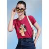 Women Graphic T-Shirt Cotton Blend Short Sleeves Round Neck Top Pack Of 2 Combo