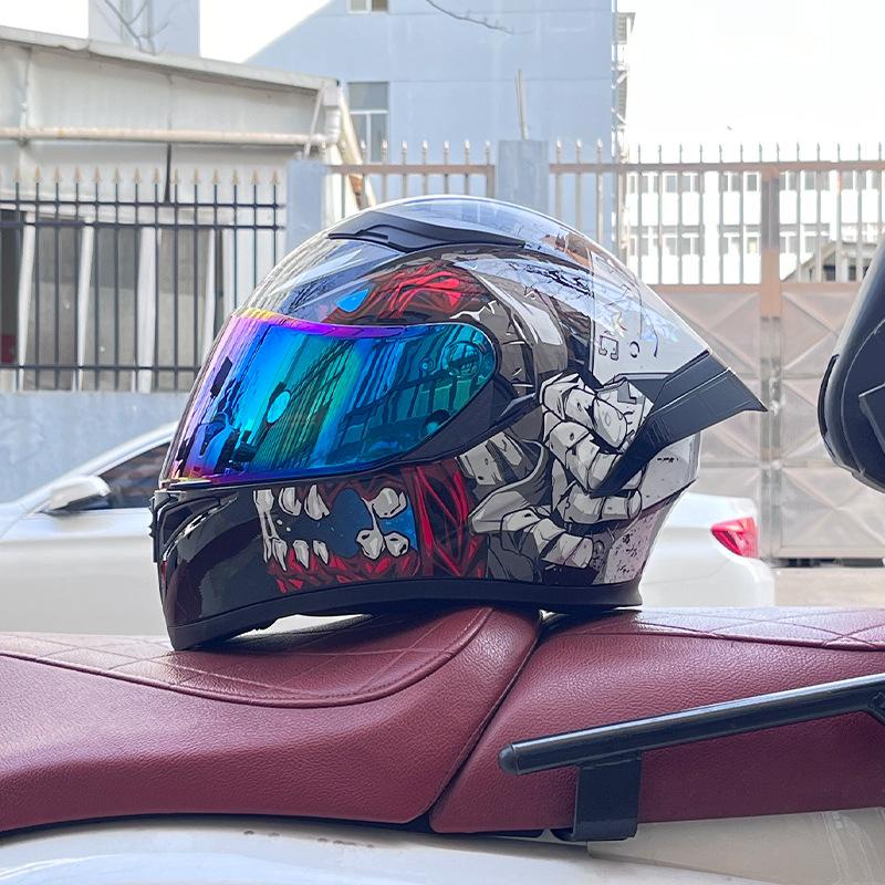 Motorcycle big tail helmet full helmet can be installed Bluetooth headset men's four seasons electric vehicle locomotive riding safety