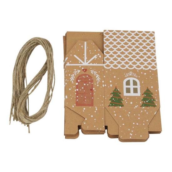 24 Pcs Christmas Cottage Gift Box 3D Pop Up House Shaped Gift Box Paper Treat Box for Holiday Party Favors Cookie Candy Packaging