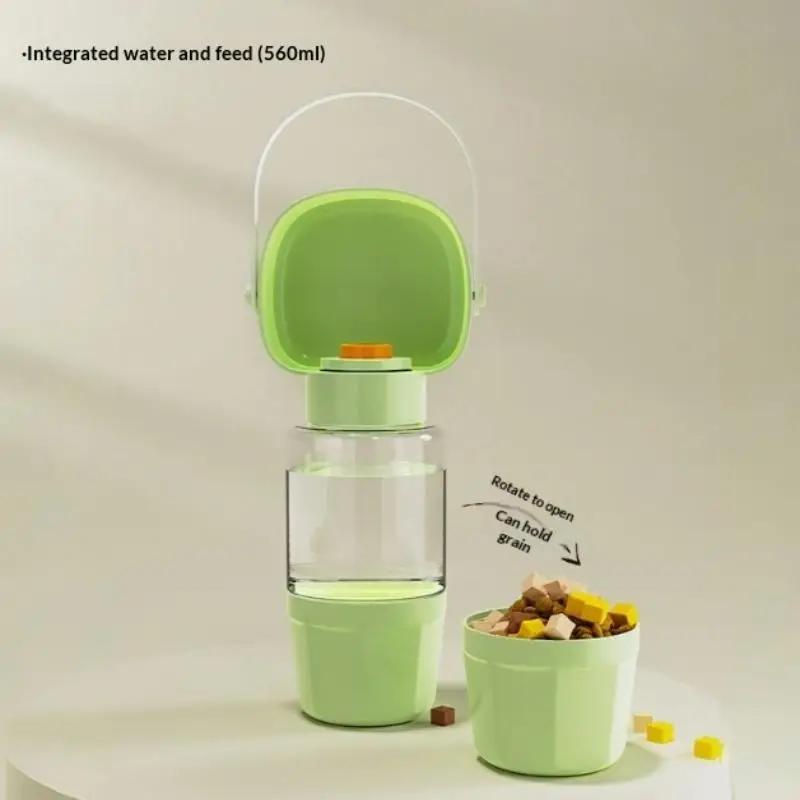 

New Pet Water Bottle Portable Pet Accompanying Cup Dog Travel Water Bottle Drinking Food Bowl 2 In 1 світло-зелений колір