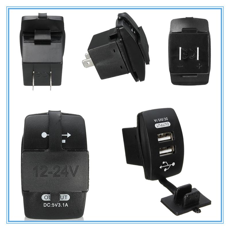 12-24V  Dual USB Socket Car Charger Power Adapter 3.1A 5V Output With 5 Color Variety LED Light For All Phone For Toyota Skoda
