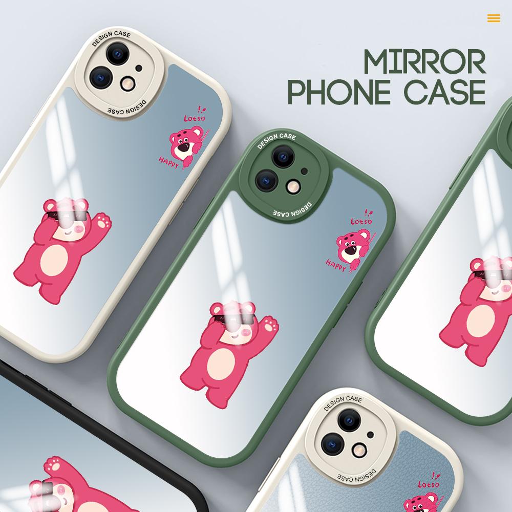 

Ультратонкий ультратонкий зеркальный корпус с изображением медвежонка и клубники Диснея, противоударный защитный чехол с полным покрытием для камеры для iPhone Infinix