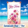 Floral Garden Theme Beach Towel Personalized Custom Name & Text Soft Quick Dry Beach Towel for Swimming Travel