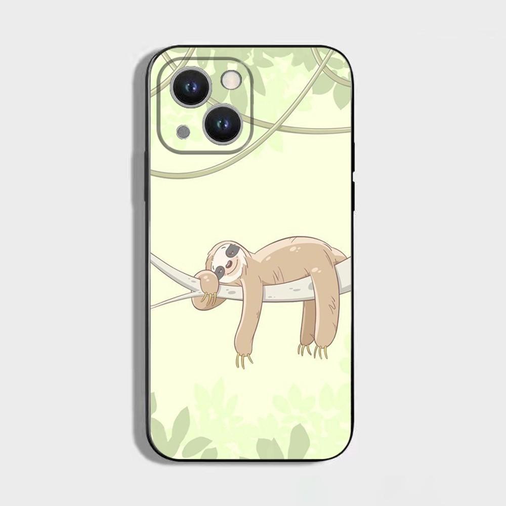 

Animal Cute Cartoon Sloth Phone Case For iPhone 16 15 Plus 14 13 Pro Max 12 Mini 11 X XS XR 7 8 8Plus Black Soft Phone Coque iPhone14Pro