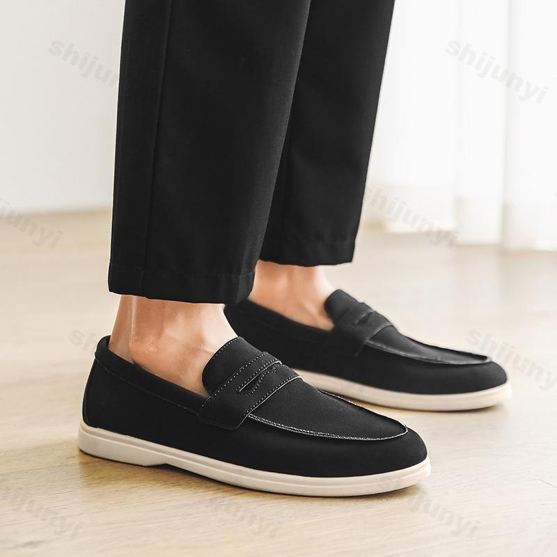 Men Flat Loafers 2025 Frosted Suede Flat Shoes Comfortable Non Slip Trendy Loafers Lightweight Outdoor Casual Shoes