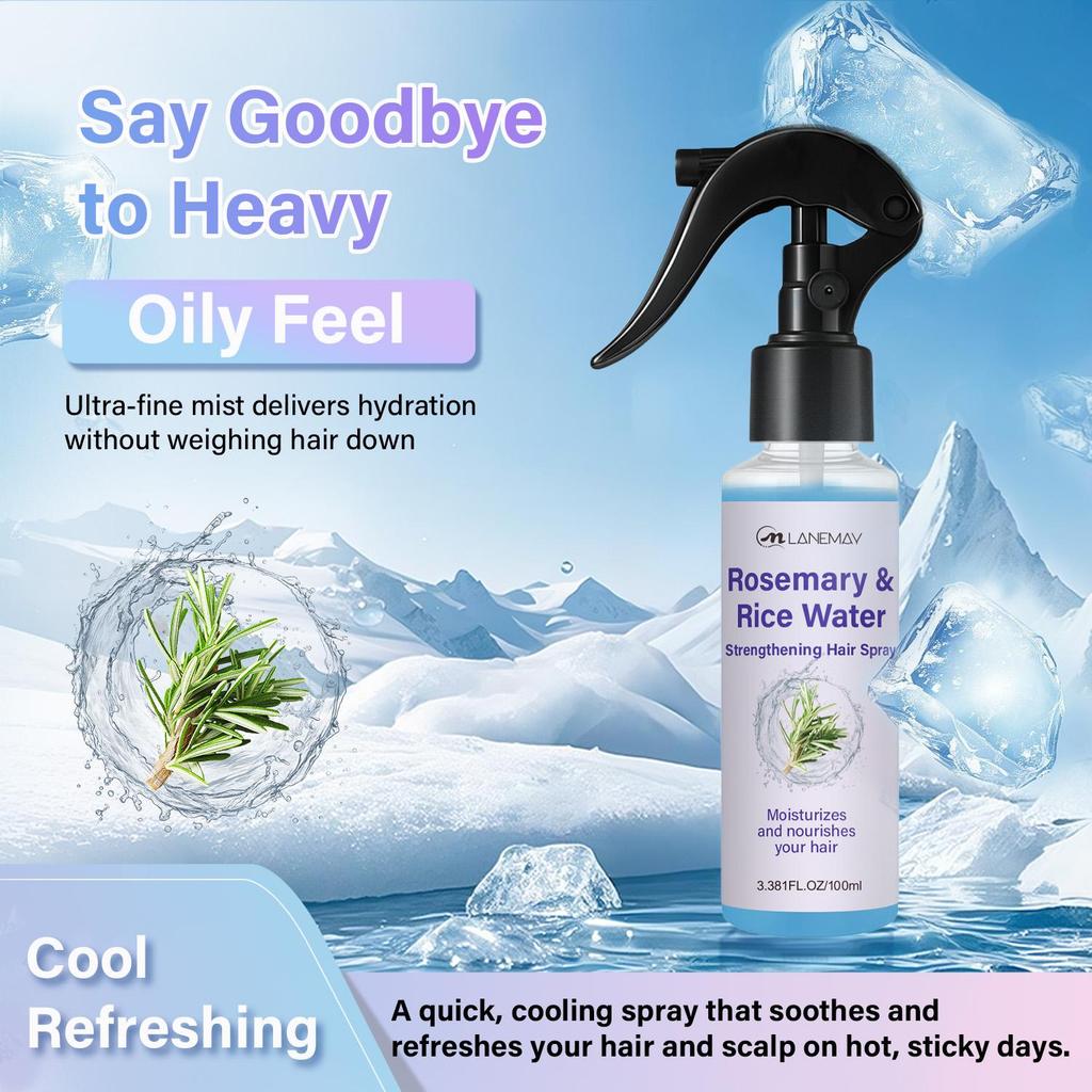 Rosemary Rice Water Hair Spray-Moisturizes And Nourishes Your Hair-Strengthens Hair Strands & Reduces Breakage-100ml