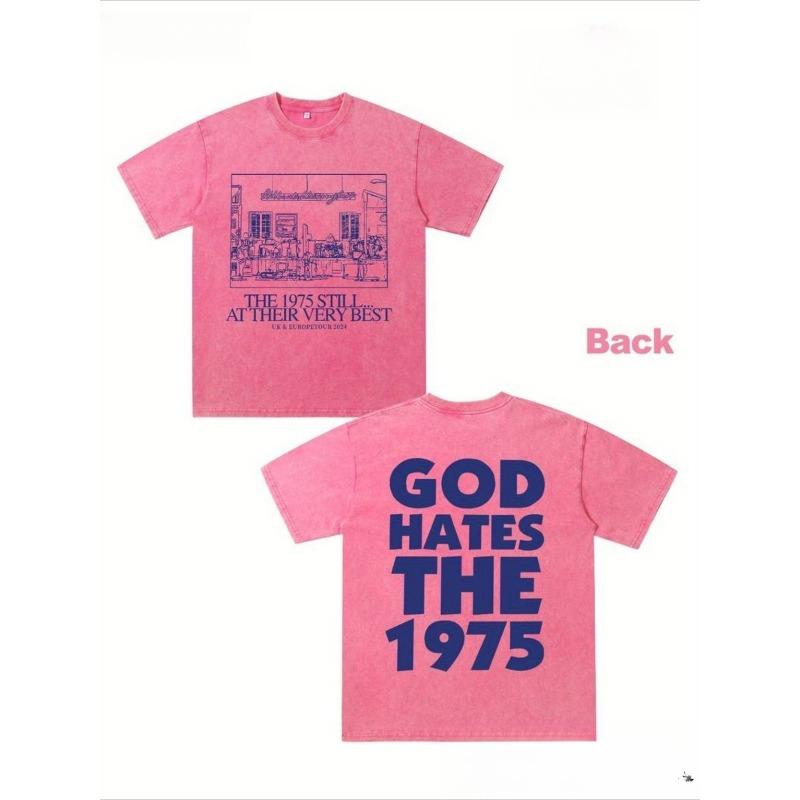 European Size Y2K Retro Character Men'S Distressed Tee Urban Style Playful Design God Dislikes The 1975 The 1975 at Their Peak Festivity Gift