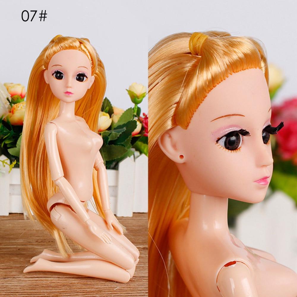 Color Hair 1 PC Nude Doll with Head for Dolls 11 Joint Moving Naked Bodies DIY Toys Accessories