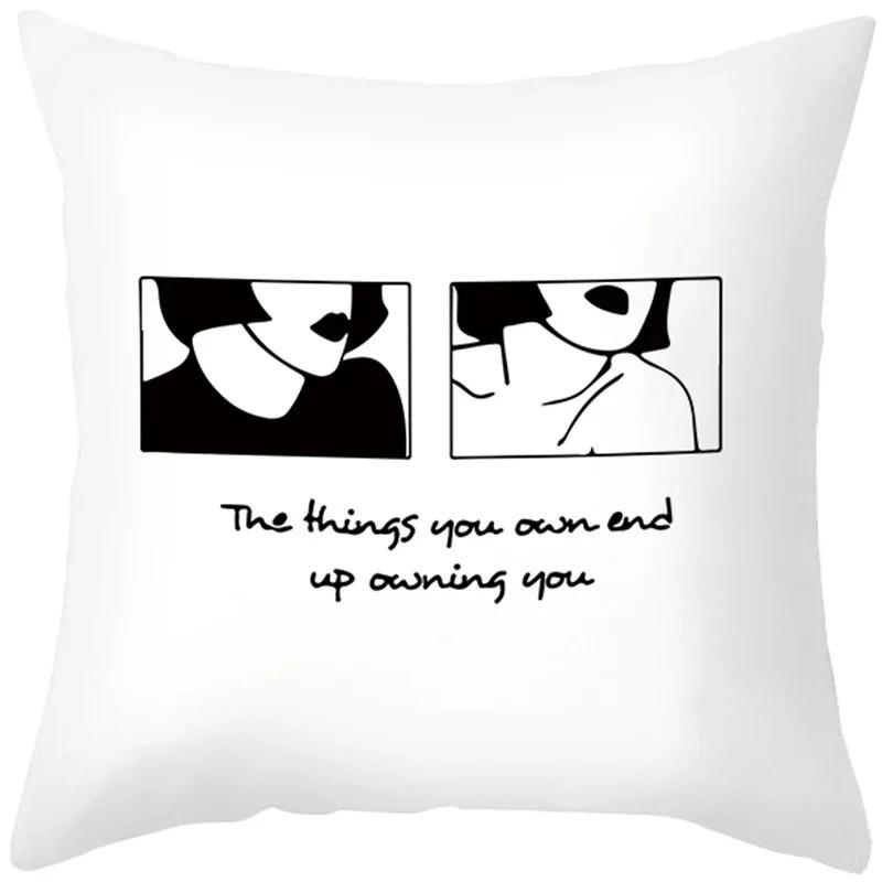 Luxury Home Decoration Pillowcase Simple Line Sketch Character Pattern Cushion Cover Living Room Sofa Cushion Cover