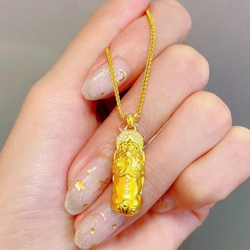 Copper Gold Plated Pendant Necklace With Pixiu Vajra Charm Rhinestone Accented Layered Choker Women Single Pixiu Pendant Necklace