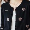 Srcr Women's Premium Jacquard 100% Wool Knitted Cardigan