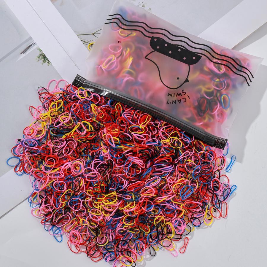 500/1000/2000Pcs Girls Colourful Disposable Rubber Band Hair Ties Headband Children Ponytail Holder Bands Kids Hair Accessories