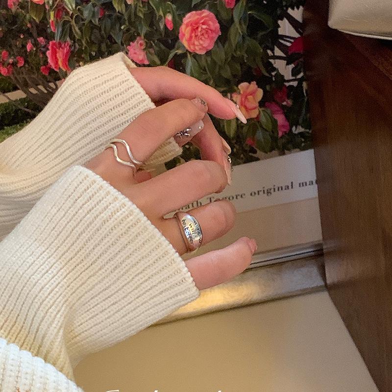 S925 Simple Style Sterling Silver Ring Female Affordable Luxury Fashion Personalized Graceful and Wild Special-Interest Design Advanced Open Ring