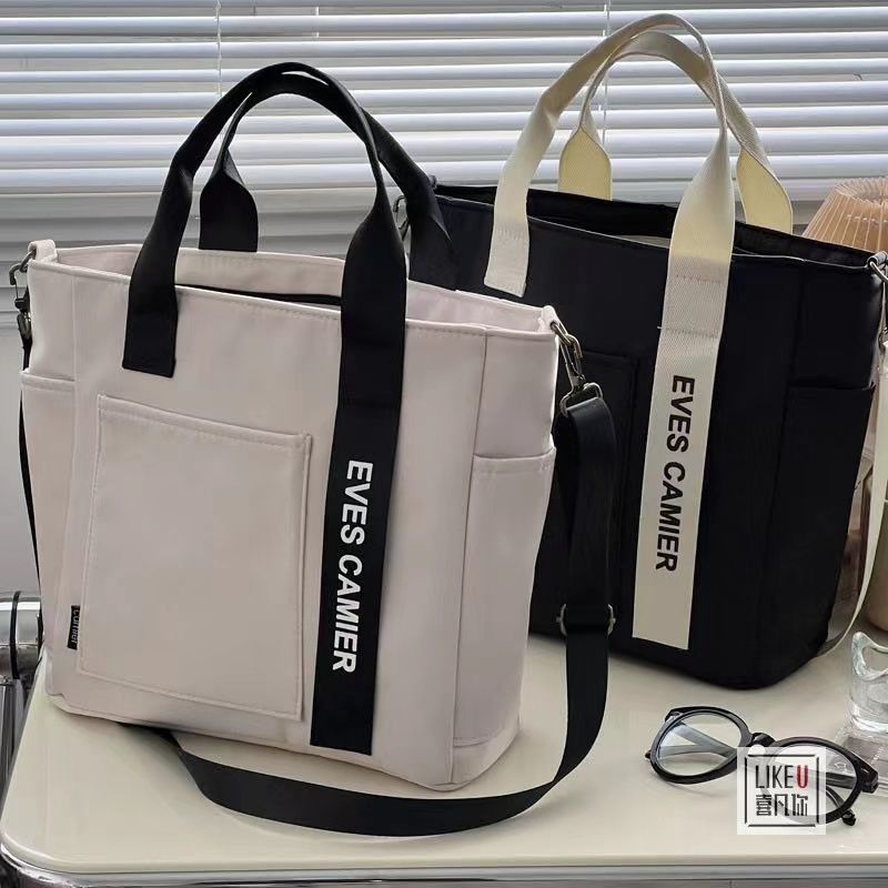 Casual Tote Large Capacity Shoulder Bag Nylon Waterproof Canvas Handbag Simple Fashion Messenger Bags For Schoolgirl