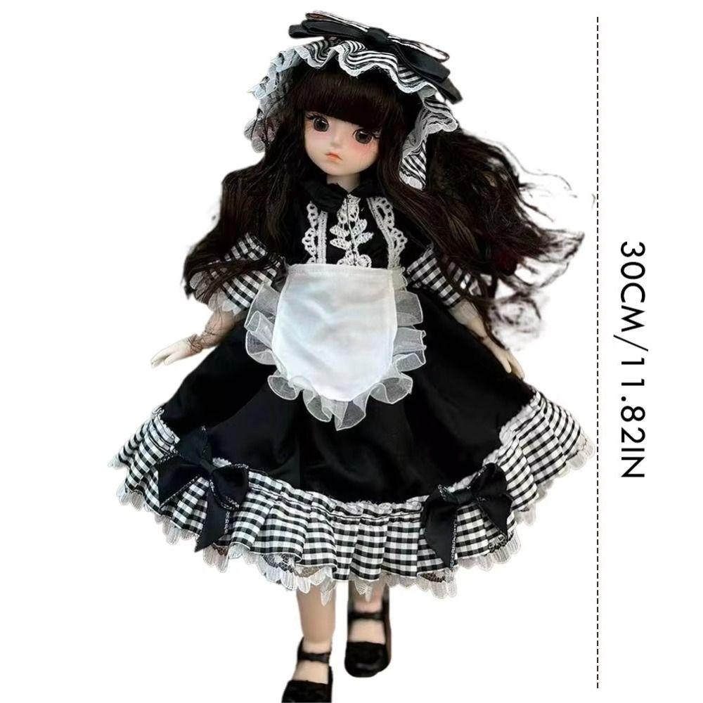 Lange Haare 30cm Bjd Puppe mit Kleidung Attraktive Augen Prinzessinnen-Make-up Kugelgelenkpuppe Geburtstagsgeschenk