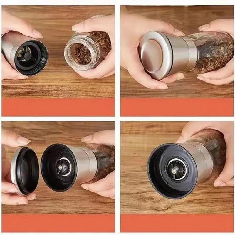 Râșniță de piper din oțel inoxidabil reglabilă manuală pentru sare și moară, instrument de bucătărie durabil pentru măcinarea condimentelor