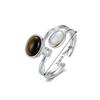 Open Ring Zircon Double Layer Ring Brown Stone Geometric Resizable Ring  Aesthetic Accessories