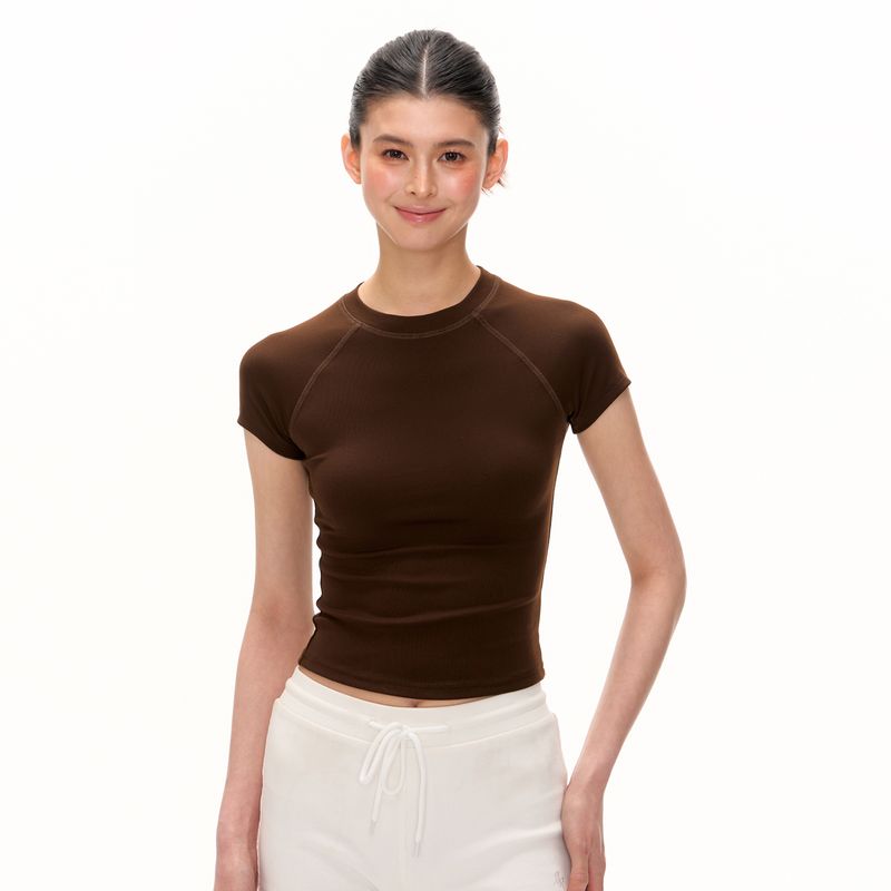 

Ariseism American Retro Pure Color Basic Raglan Sleeve Short Short Sleeve T-shirt Female Summer New Arrival Silm Tops Dark Curry L