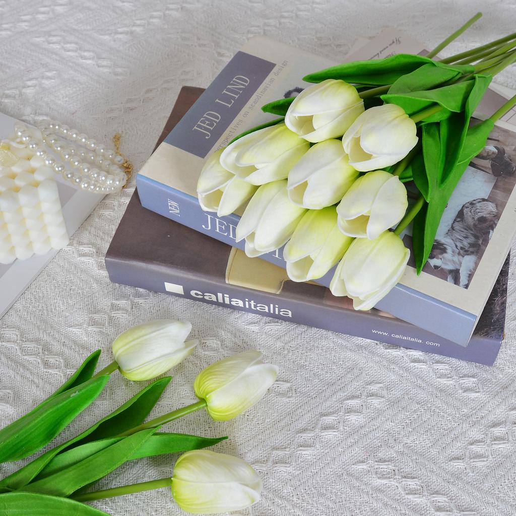 30 Stück Künstliche Tulpen 34cm Real Touch PU Kunstblumen Tulpenstiele für Hochzeit Frühlingsstrauß Blumengesteck Zuhause Büro Party Dekoration