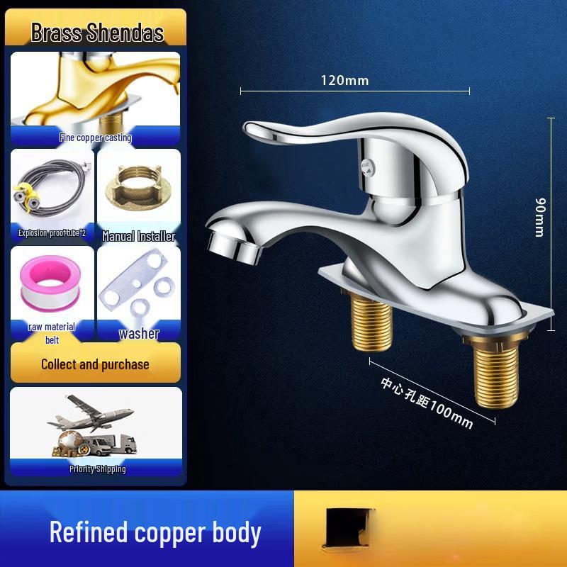 

Bathroom Double-Hole Hot & Cold Basin Mixer Faucet