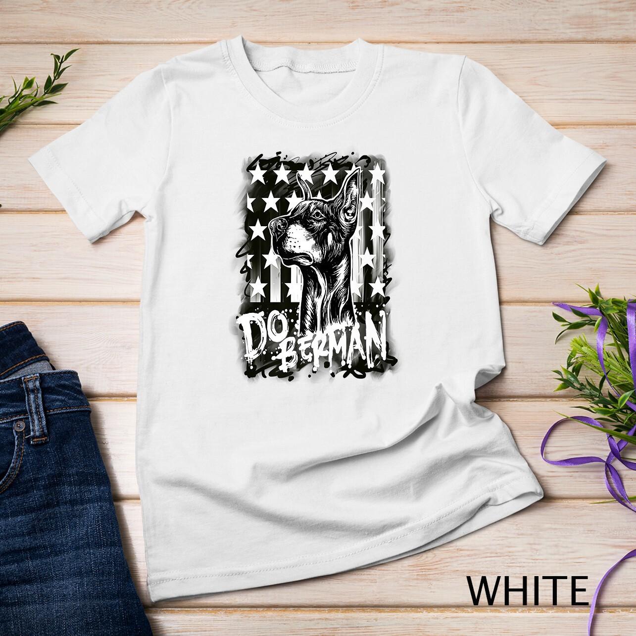 American Flag Doberman Pinscher Gift Patriotic Doberman Premium Unisex T-Shirt Mens Womens Tees Top XL