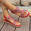 New Crystal Wedge Gladiator Sandals Women Summer Elastic Band Open Toe Sandals Plus Size Casual Beach Shoes for Woman