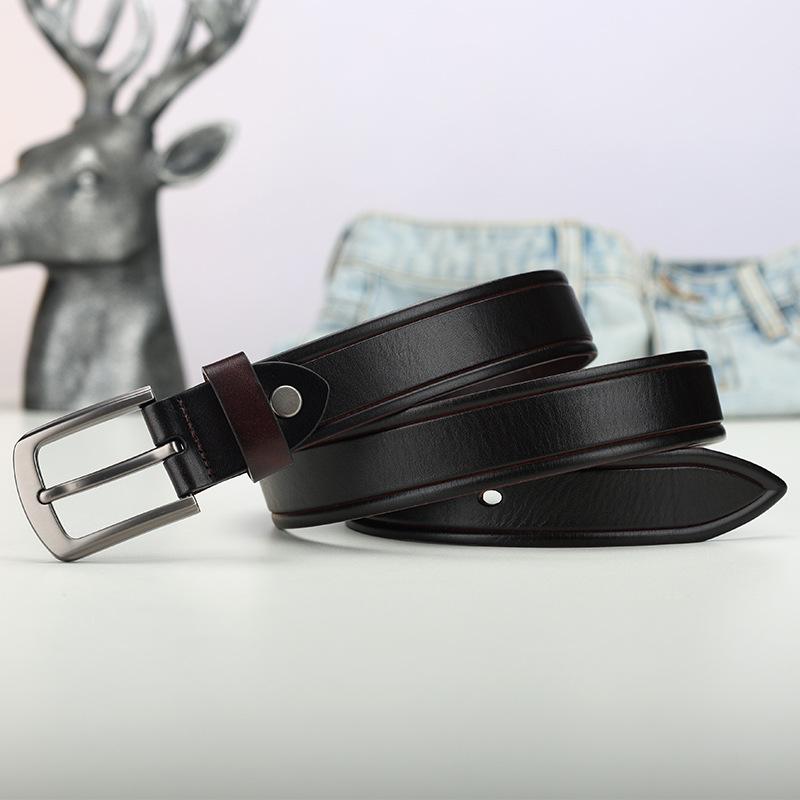 

Ремень Мужской Кожаный Перфорированный Ремень Мужской С Пряжкой-Штырьком Повседневный Воловья Кожа Деловой Модный Ремень 130cm темно-коричневого